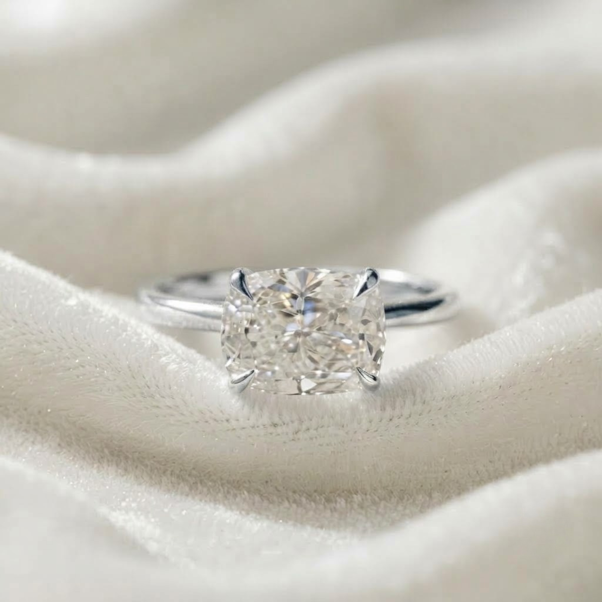 Elongated Cushion East West Engagement Ring
