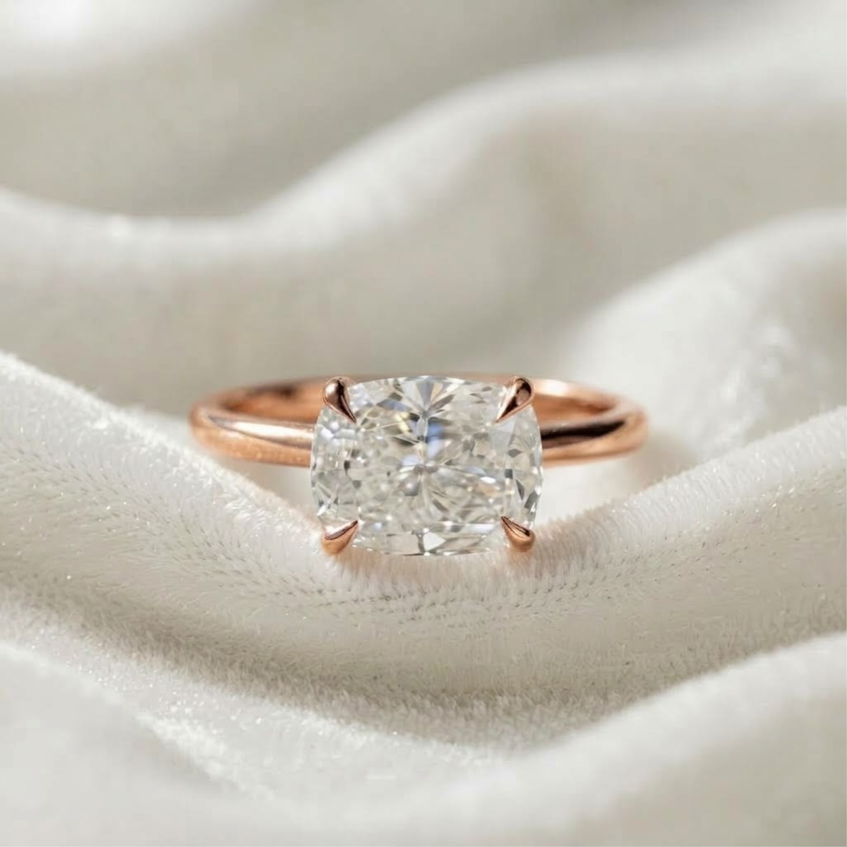 Elongated Cushion East West Engagement Ring