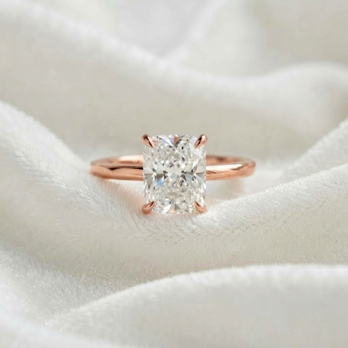 Elongated Cushion Cut Engagement Ring