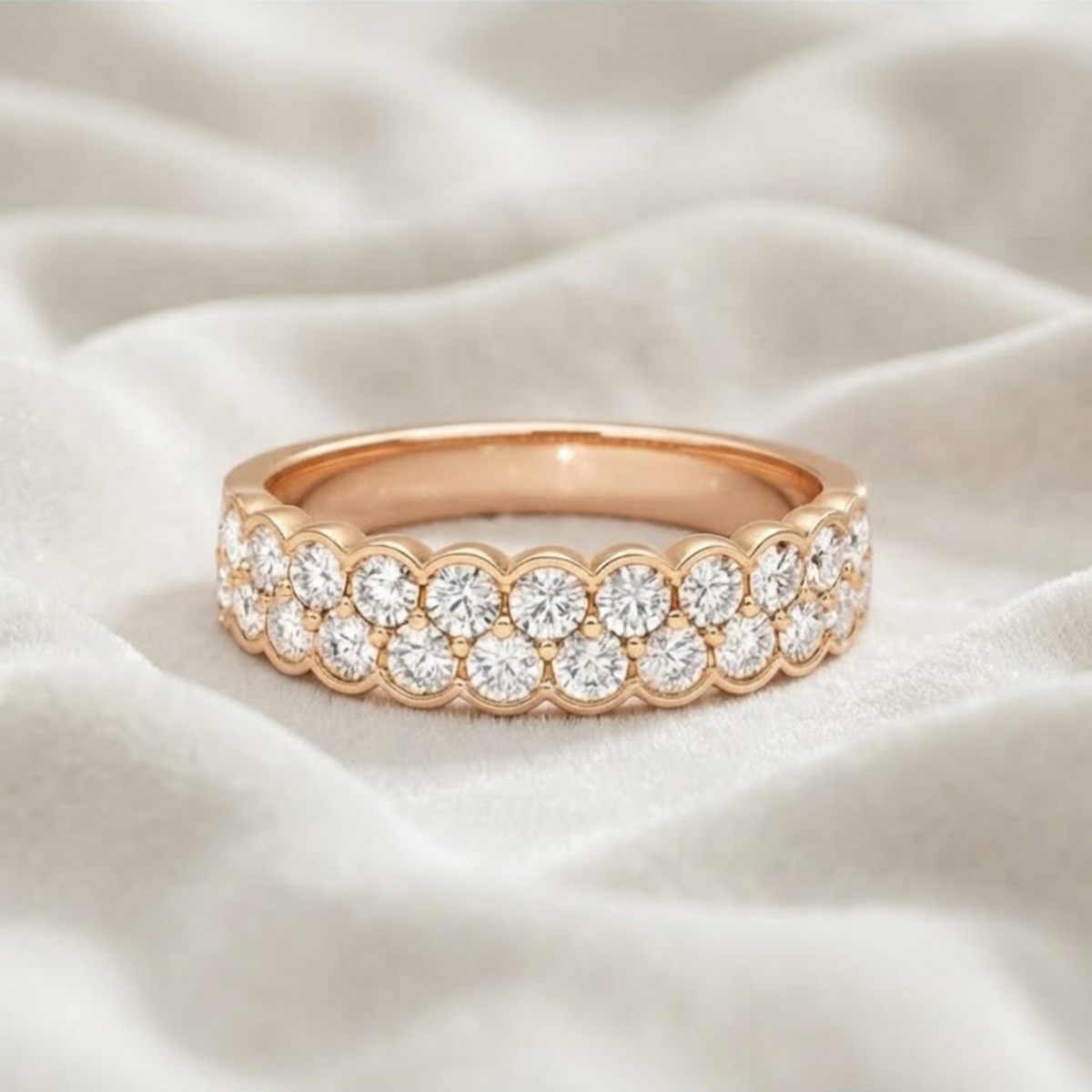 Gold Wedding Band, Half Eternity Band