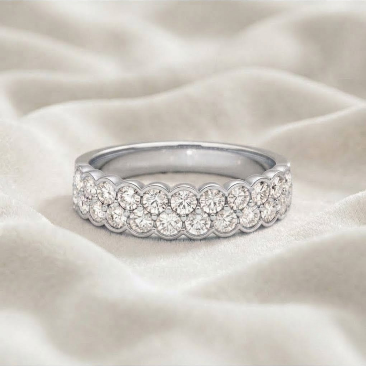 Gold Wedding Band, Half Eternity Band