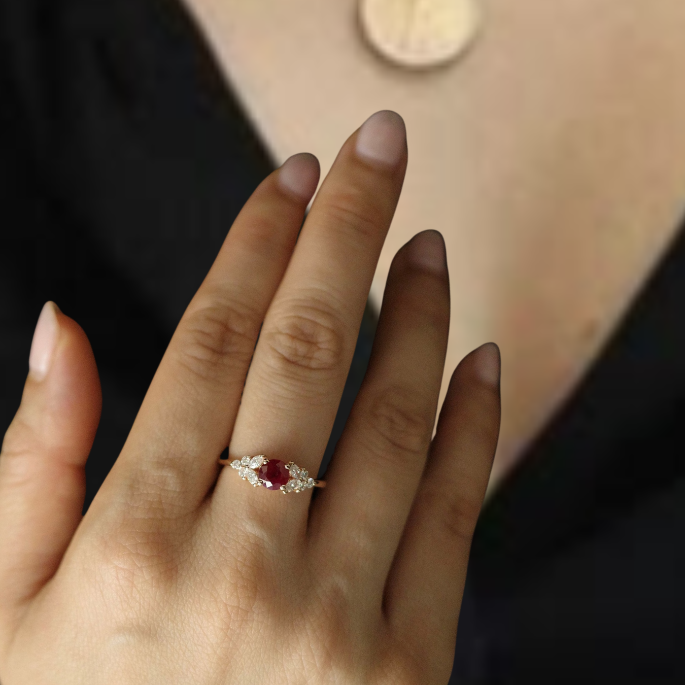 14K Ruby July Birthstone 0.60 Carat Ruby Engagement Ring