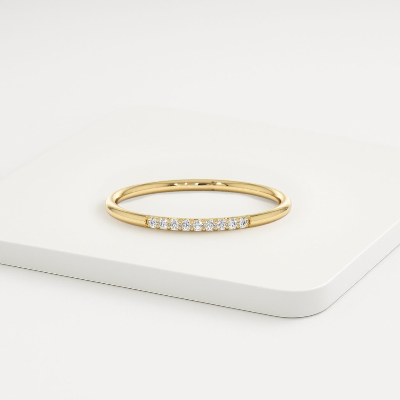 14k Solid Gold Diamond Wedding Ring for Women / Minimal Stacking Ring