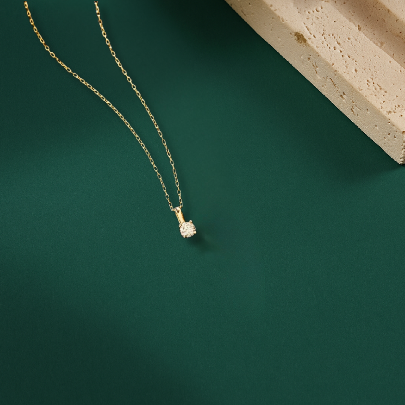 Diamond Solitaire Necklace in 14k Solid Gold / Bridesmaid Gift / Delicate Solitaire Necklace