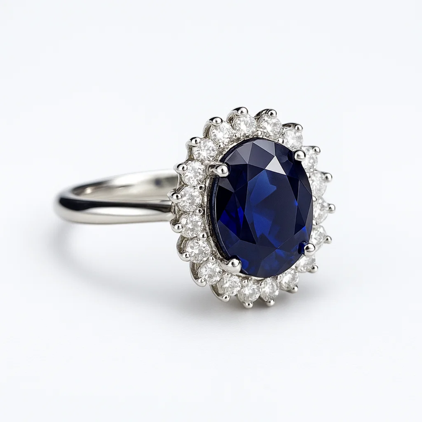 14K Statement 6 Carats Lab Grown Royal Blue Sapphire Ring