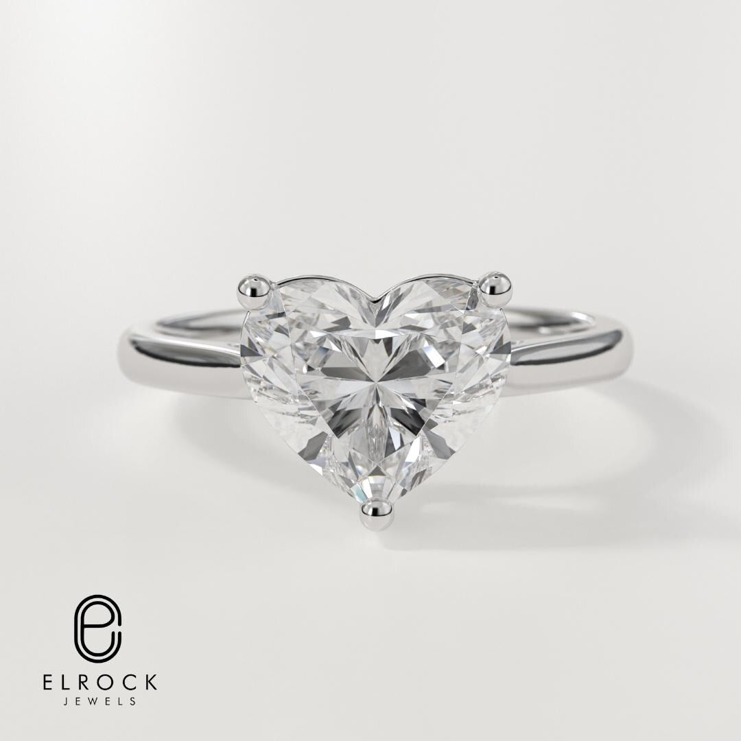 14K Gold Solitaire Heart Shaped Diamond Engagement Ring