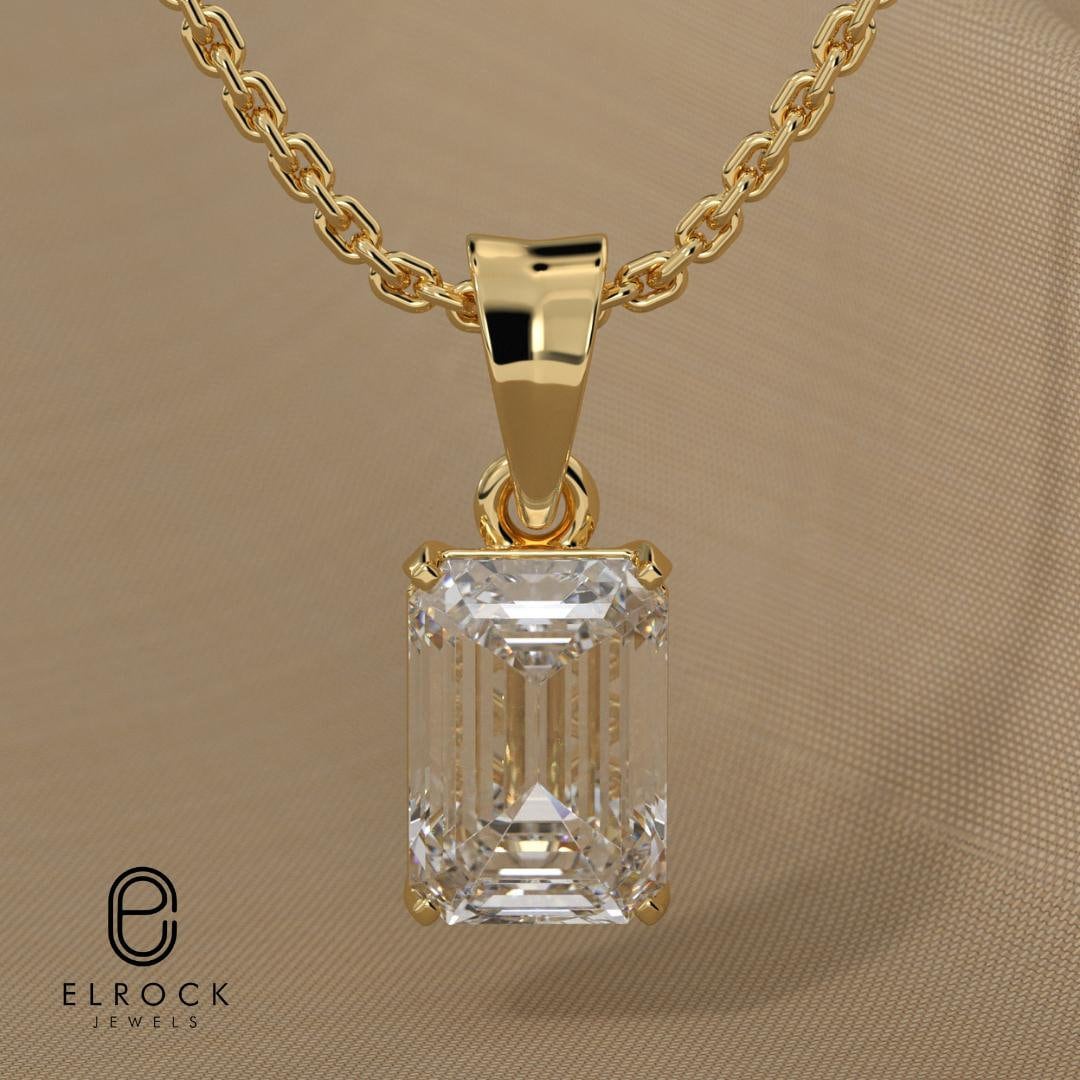  Emerald Shape Lab Diamond Pendant 