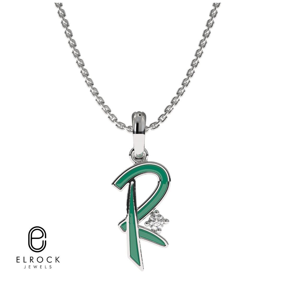 Gold alphabet Pendant, R" Letter Charm Pendant