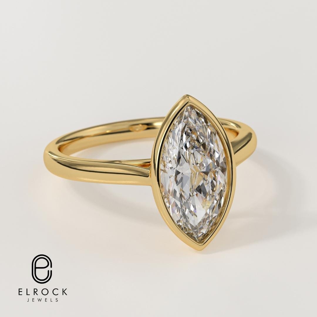14K Gold 1.00 Carat Marquise Cut IGI Certified Solitaire Diamond Ring