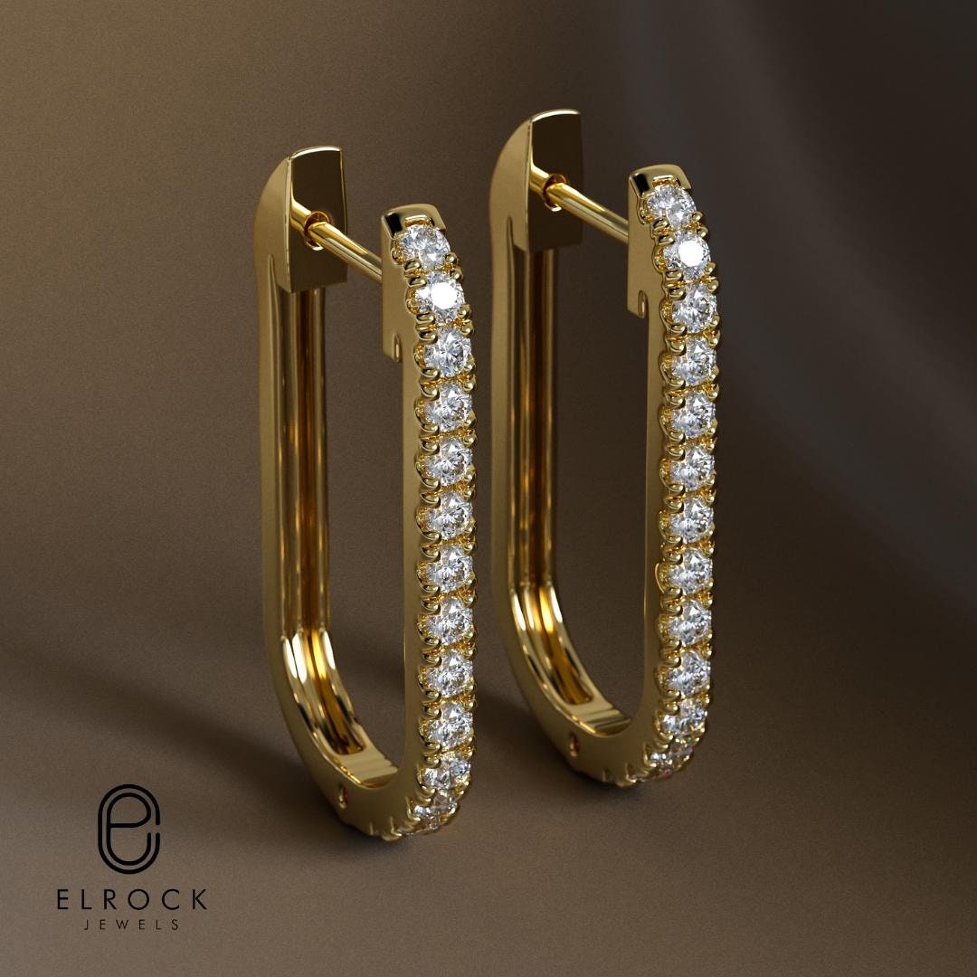 14k Diamond Unique Huggies