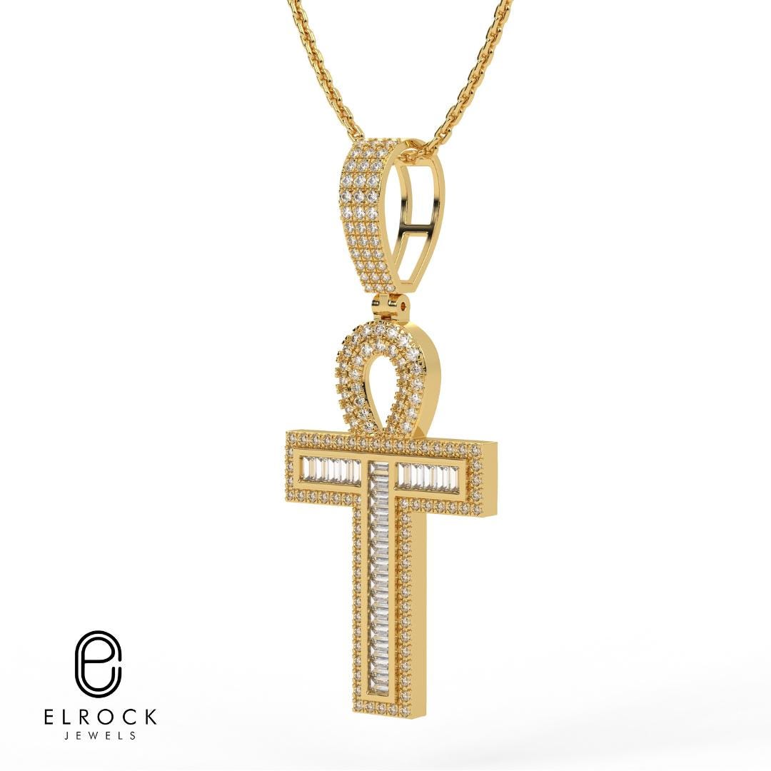 14K Diamond Cross Pendant 