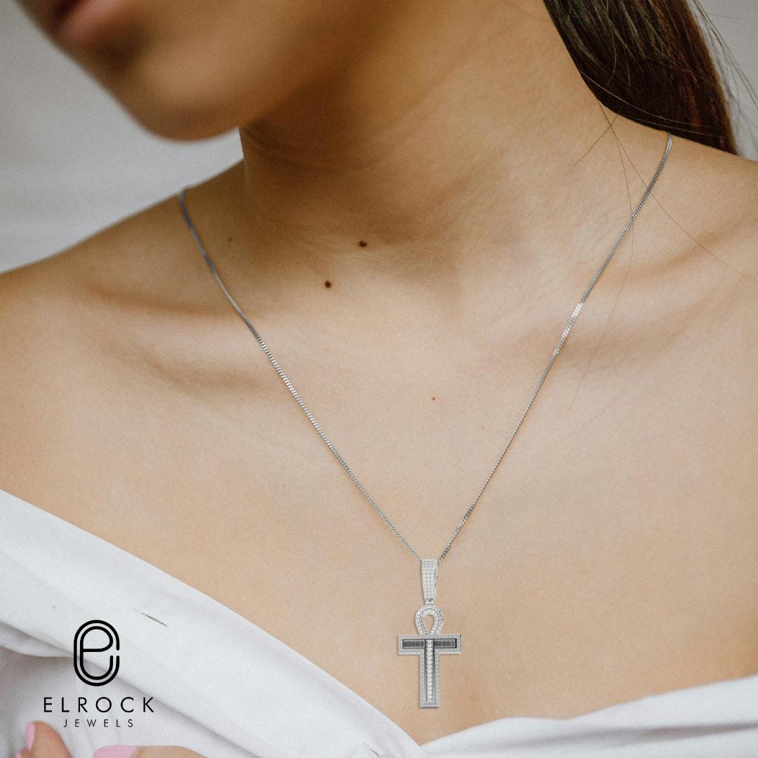 14K Diamond Cross Pendant 