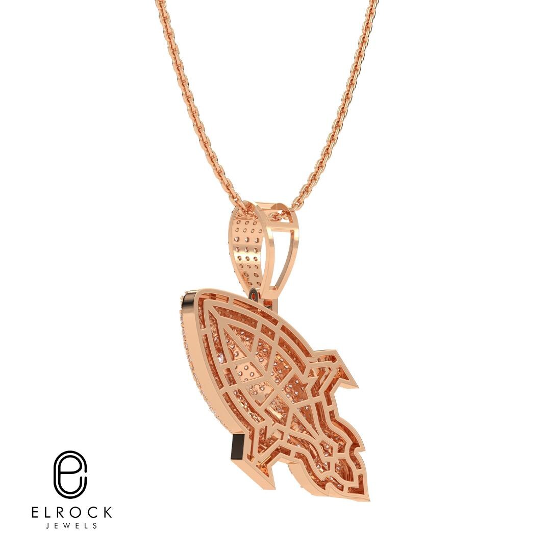 14K Rocket Ship Lab Grown Diamond Rocket Pendant for Him