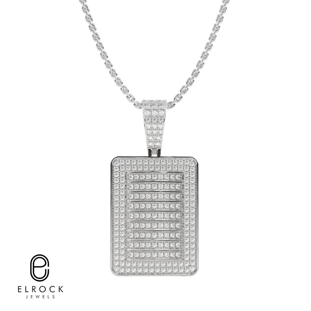 14K Iced Out Dog Tag Pendant VS Lab Grown Diamond 14k Solid Gold Hip Hop Pendant Mens Womens Diamond Pendant Custom Charm Pendant Rapper Pendant