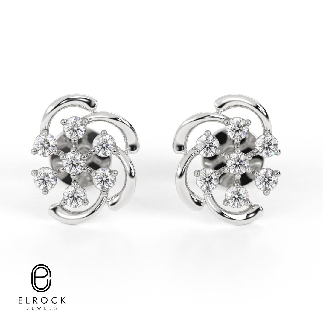 Lab Grown Flower Style Earrings