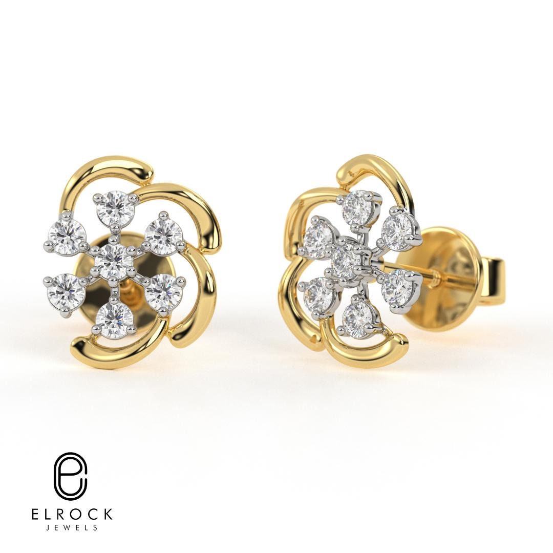 Lab Grown Flower Style Earrings