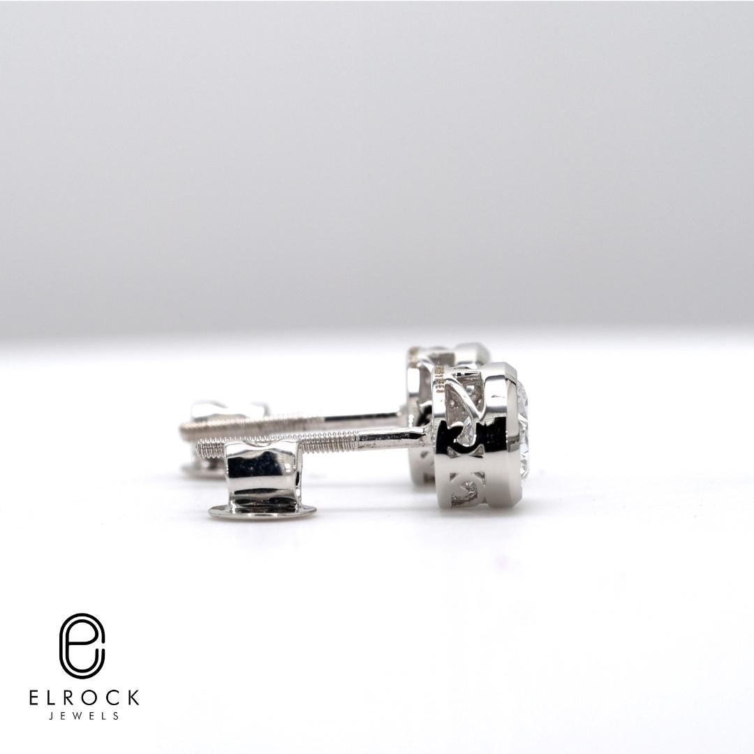 Handcrafted Bezel-Set Oval Diamond Studs