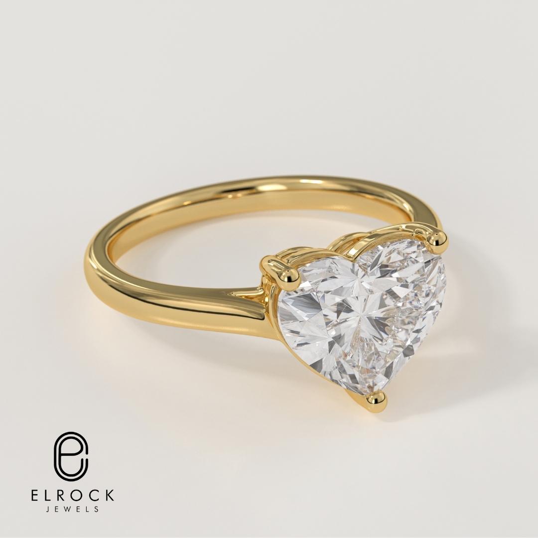 14K Gold Solitaire Heart Shaped Diamond Engagement Ring