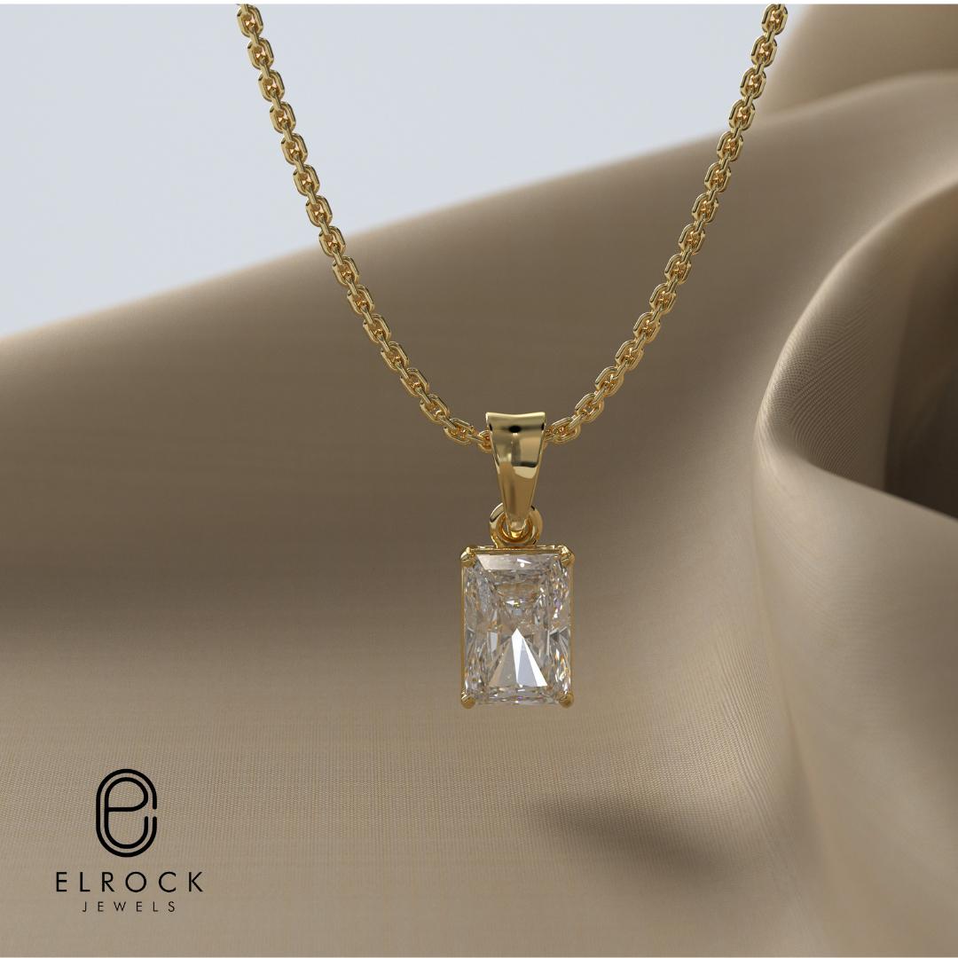 14K Radiant Diamond Necklace, 14K Gold IGI Certified Diamond Radiant Cut Pendant, Lab Grown Diamond Solitaire Necklace, Gift