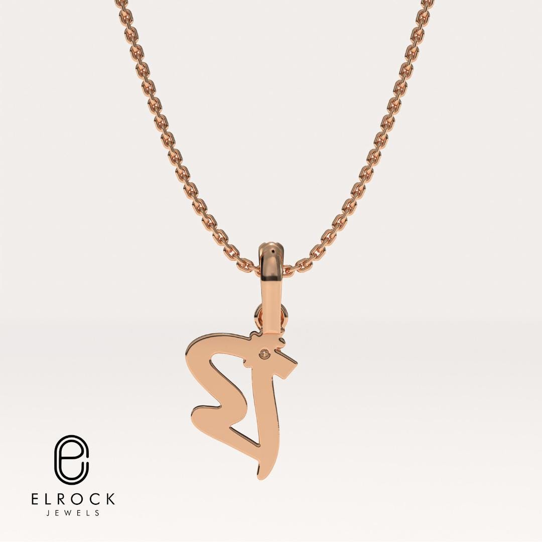 Green Enamel Letter Charms, "B" Diamond Letter Pendant