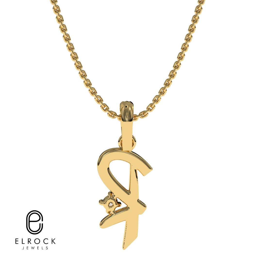 Gold alphabet Pendant, R" Letter Charm Pendant