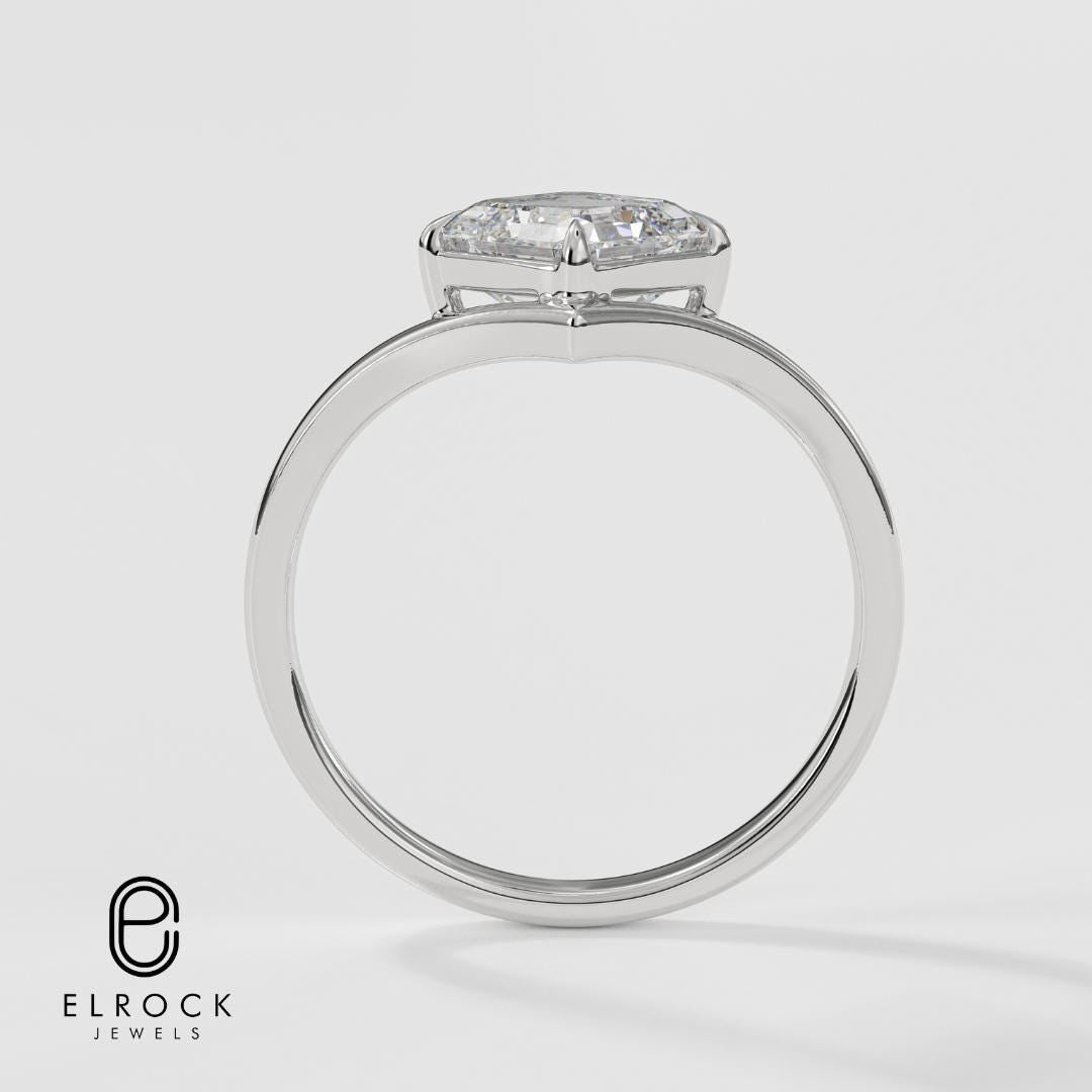 14K Gold 2CT Princess Cut Lab Grown Diamond Ring