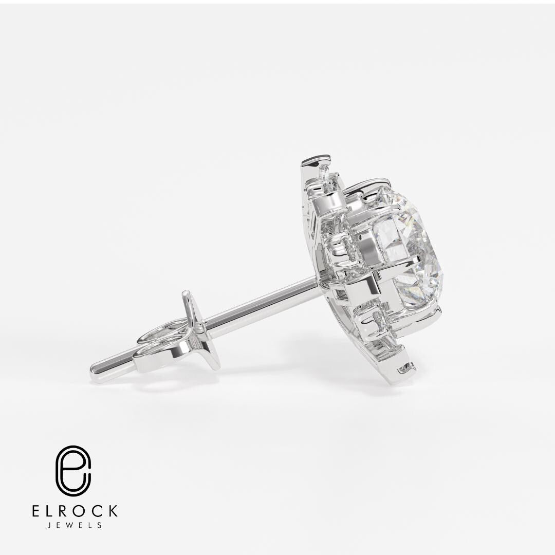  Snowflake flower round Lab Grown diamond stud earrings