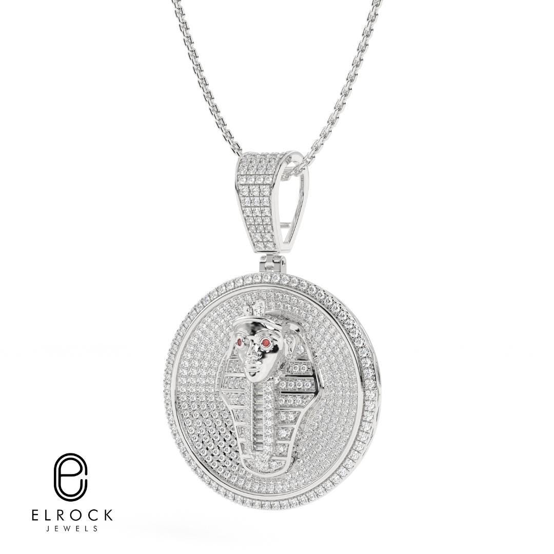 14K Solid Gold Lab Diamond Pharaoh Pendant for Men