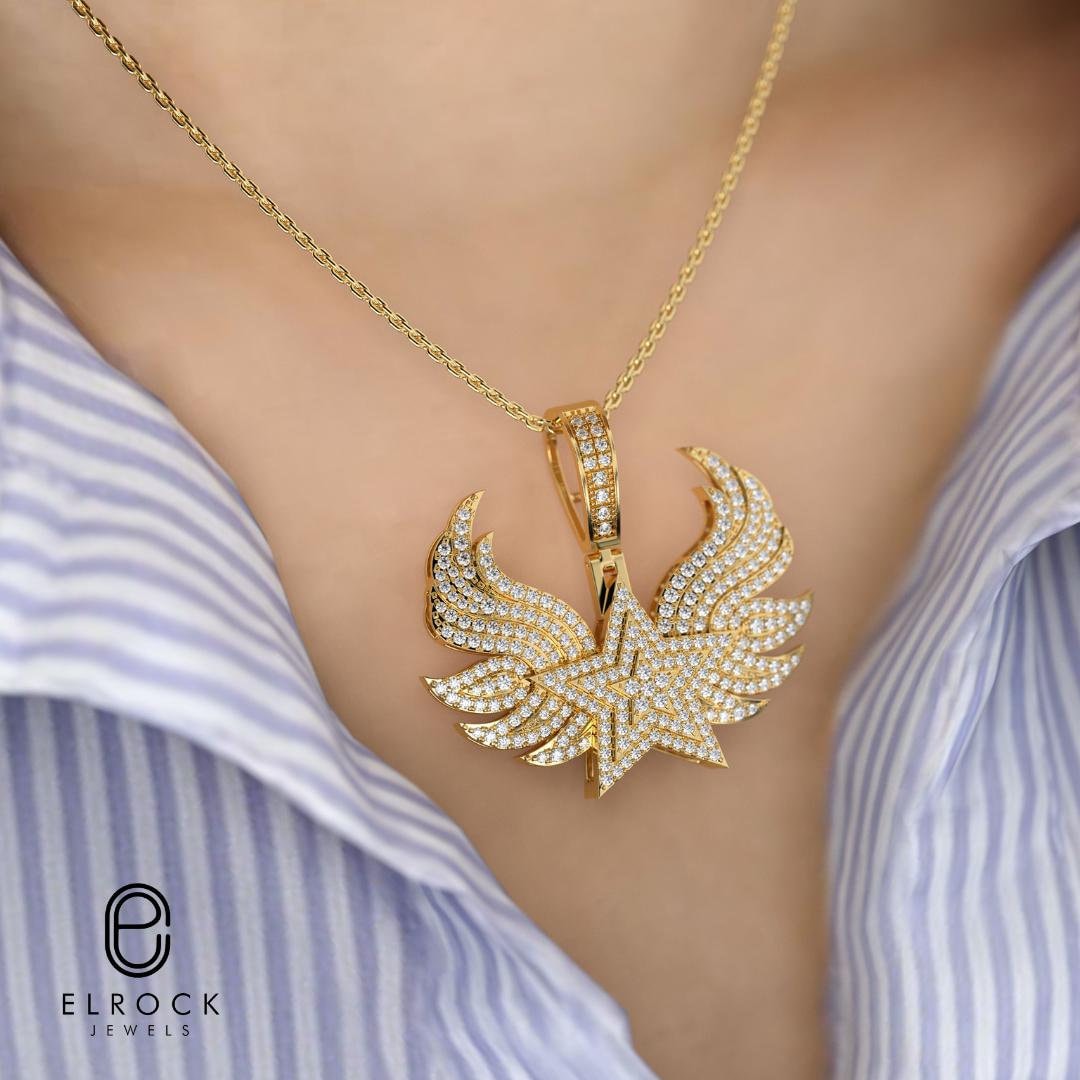 14K Solid Gold Angel's Wing Necklace, Paved Angel Wing Pendant, Guardian Angel Necklace, Minimal Designed Angel Necklace, Necklace for Women