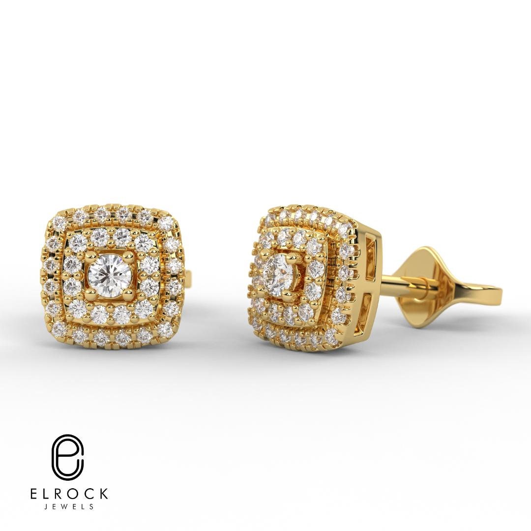 Double Halo Diamond Stud Earrings
