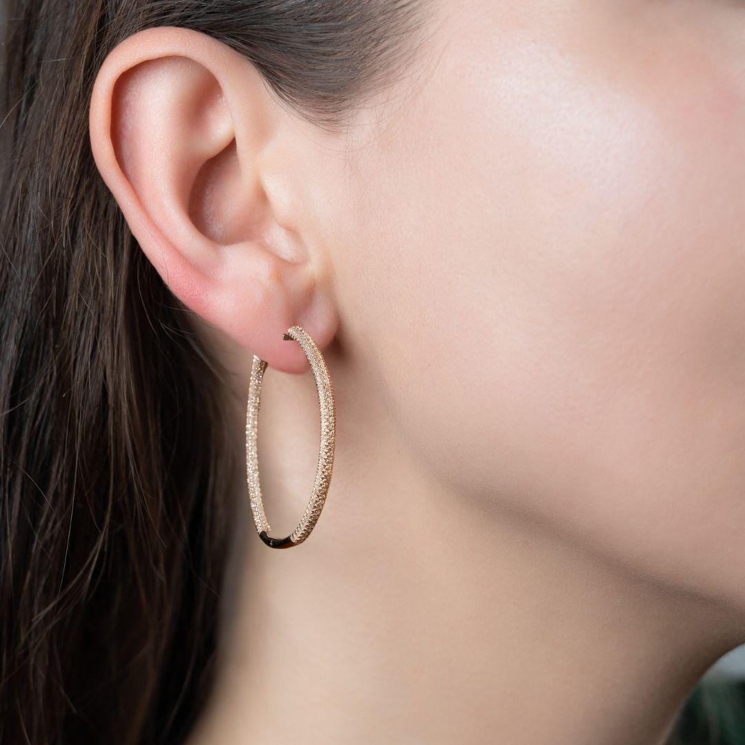 14K Gold Dainty Lab Ground Huggie Hoop Earrings