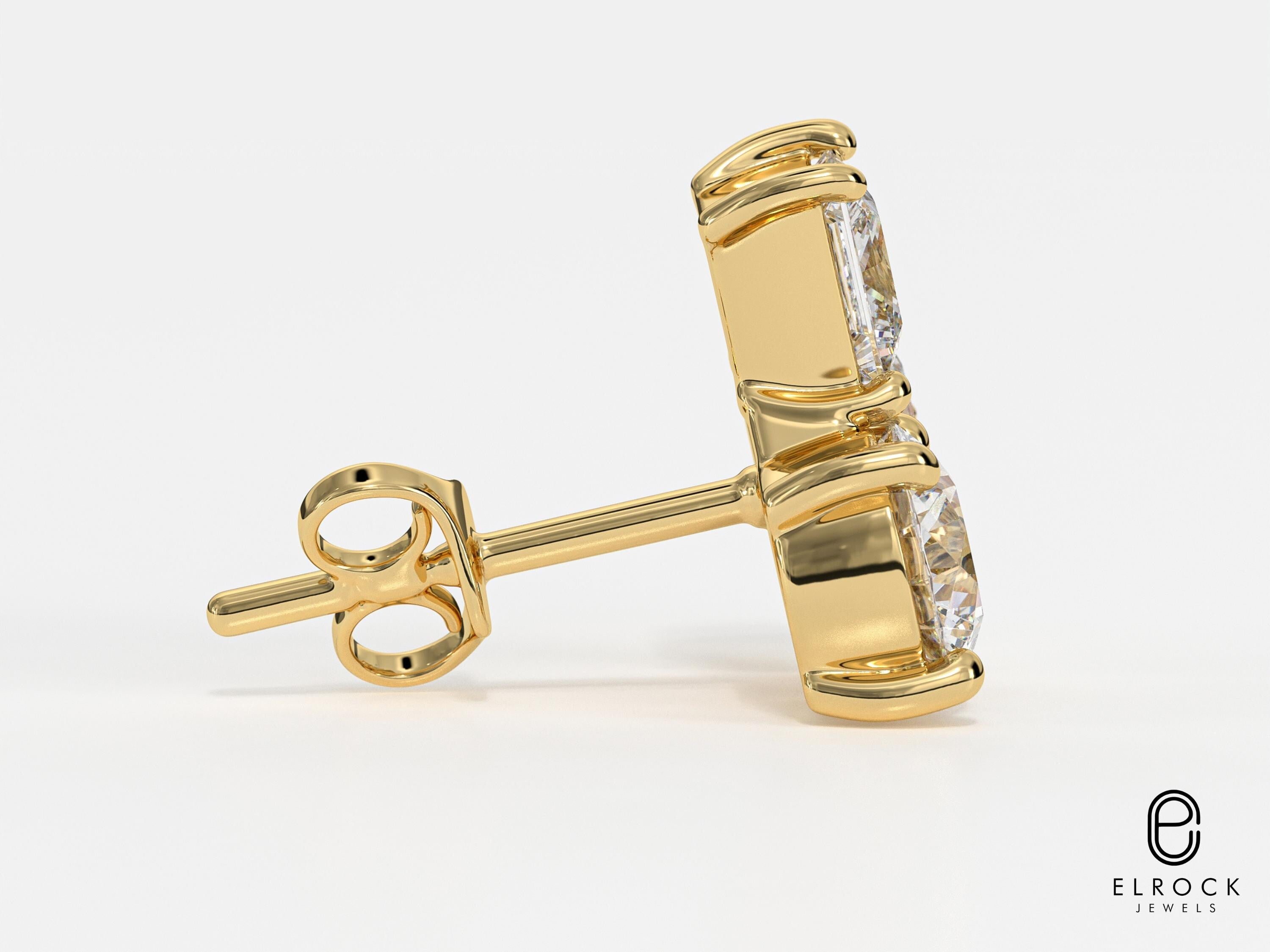 14K Gold Trio Cluster Stud Earrings