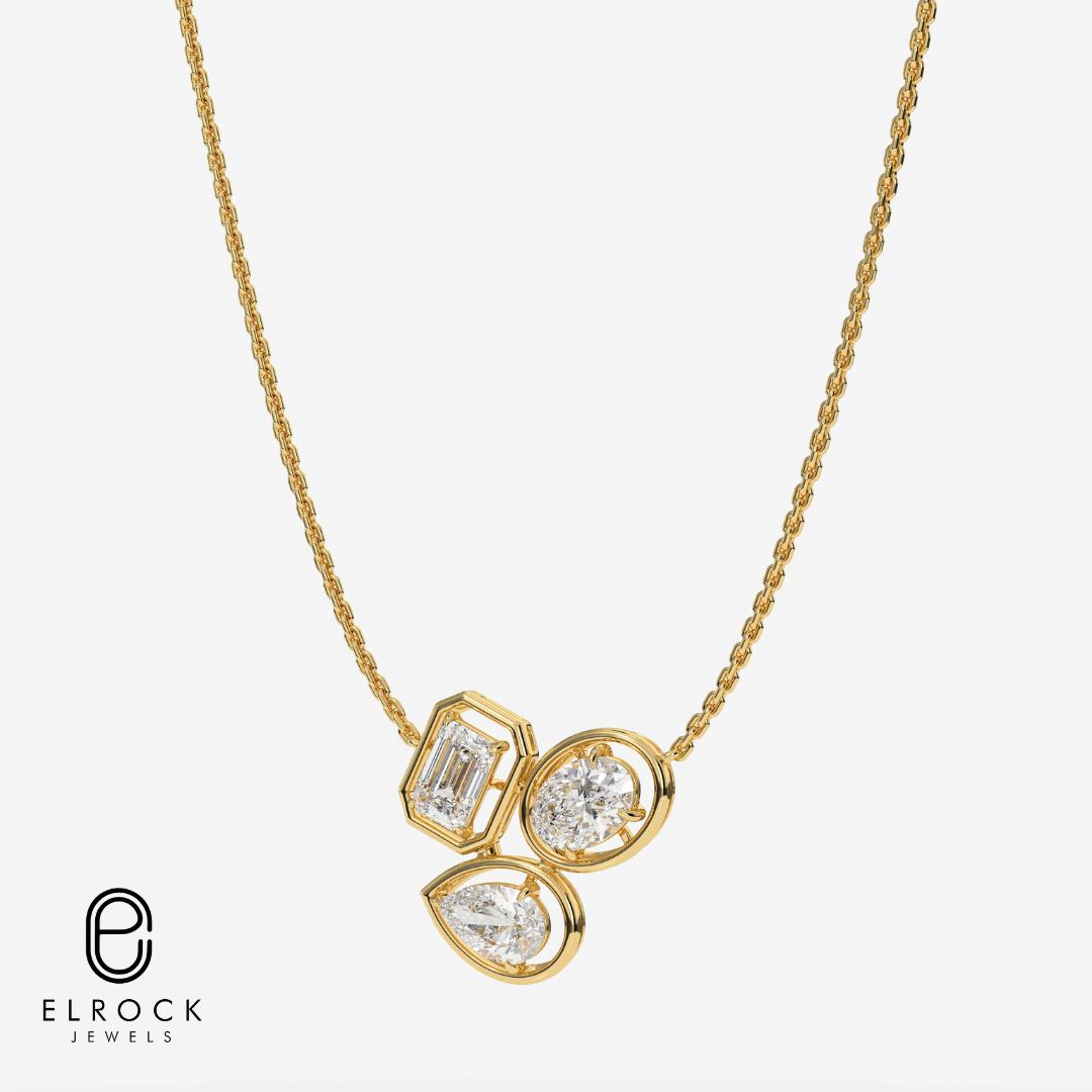 Three Stone Lab Grown Necklace