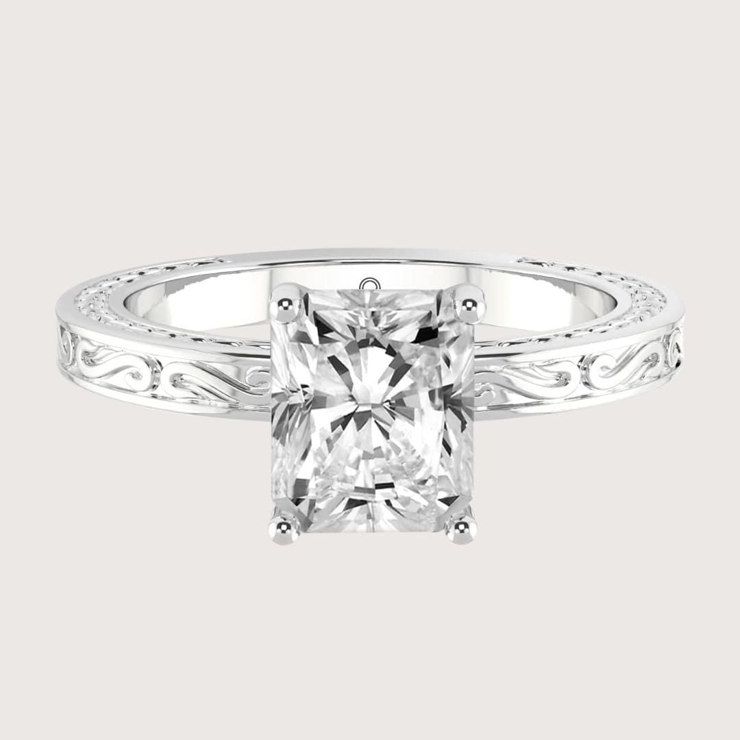 14K Gold Radiant Cut Lab Diamond Engagement Ring
