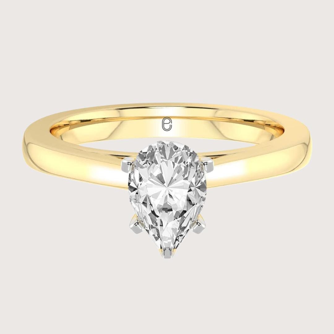 14K Gold 4 CT Pear Shape Engagement Ring