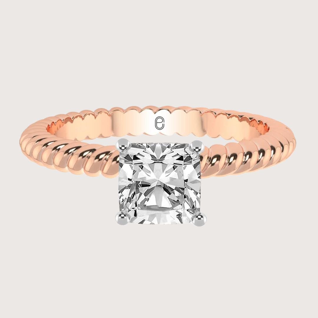 14K Gold Unique Cushion Cut Diamond Engagement Ring