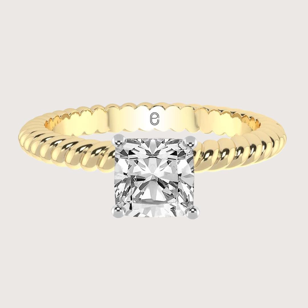 14K Gold Unique Cushion Cut Diamond Engagement Ring