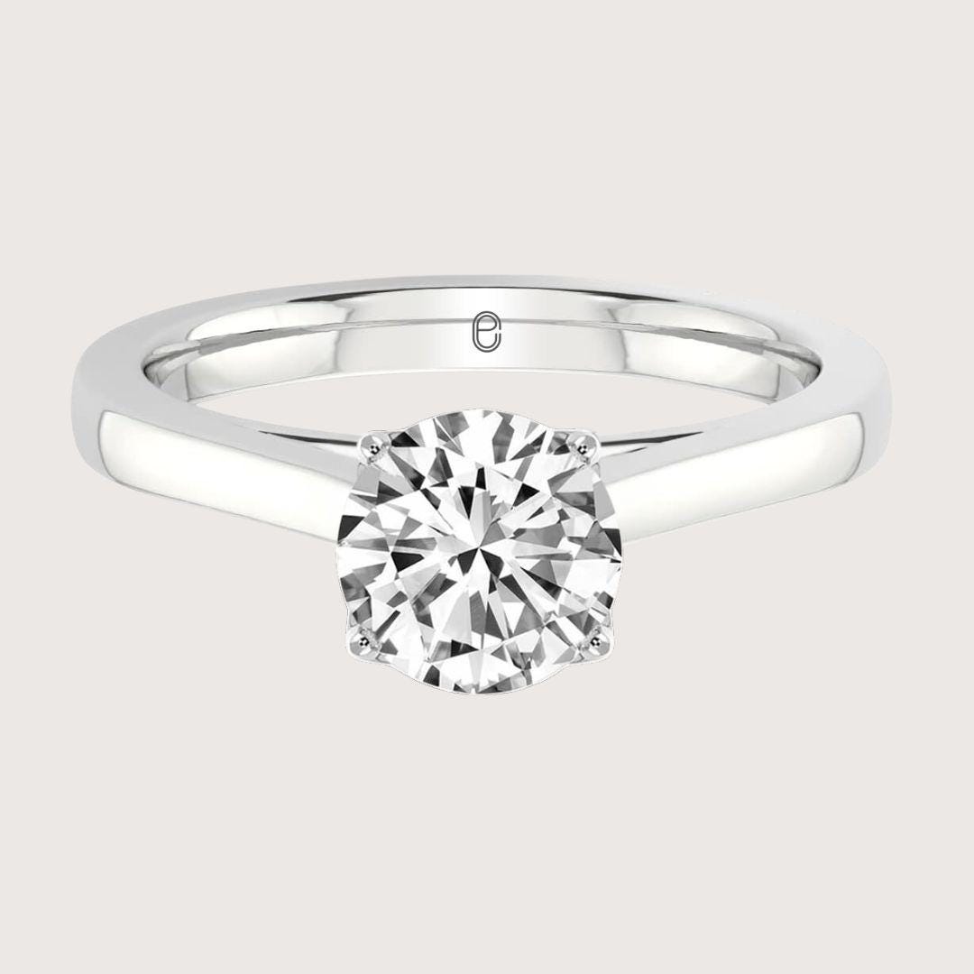 14K Gold 4Carat Tulip Lotus Prong Round Lab Grown Diamond Ring
