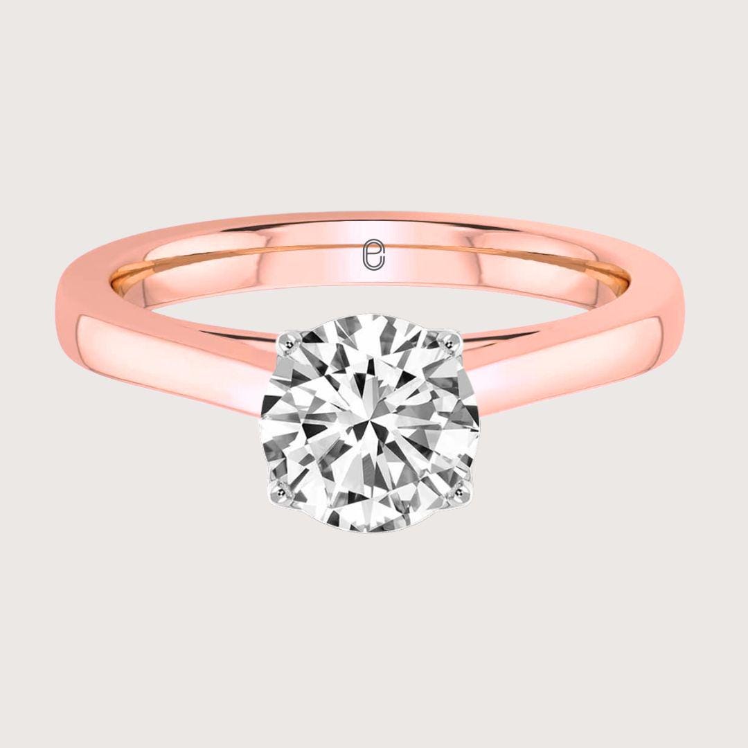 14K Gold 4Carat Tulip Lotus Prong Round Lab Grown Diamond Ring