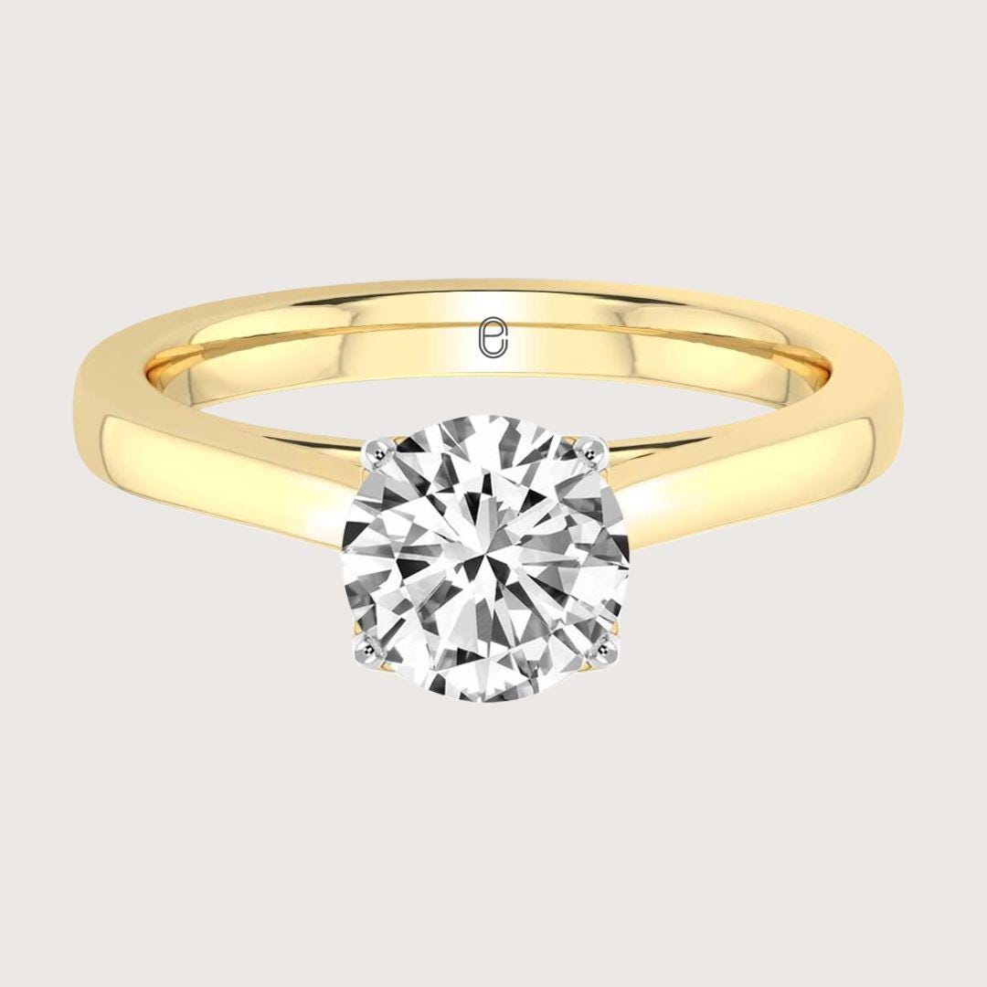 14K Gold 4Carat Tulip Lotus Prong Round Lab Grown Diamond Ring