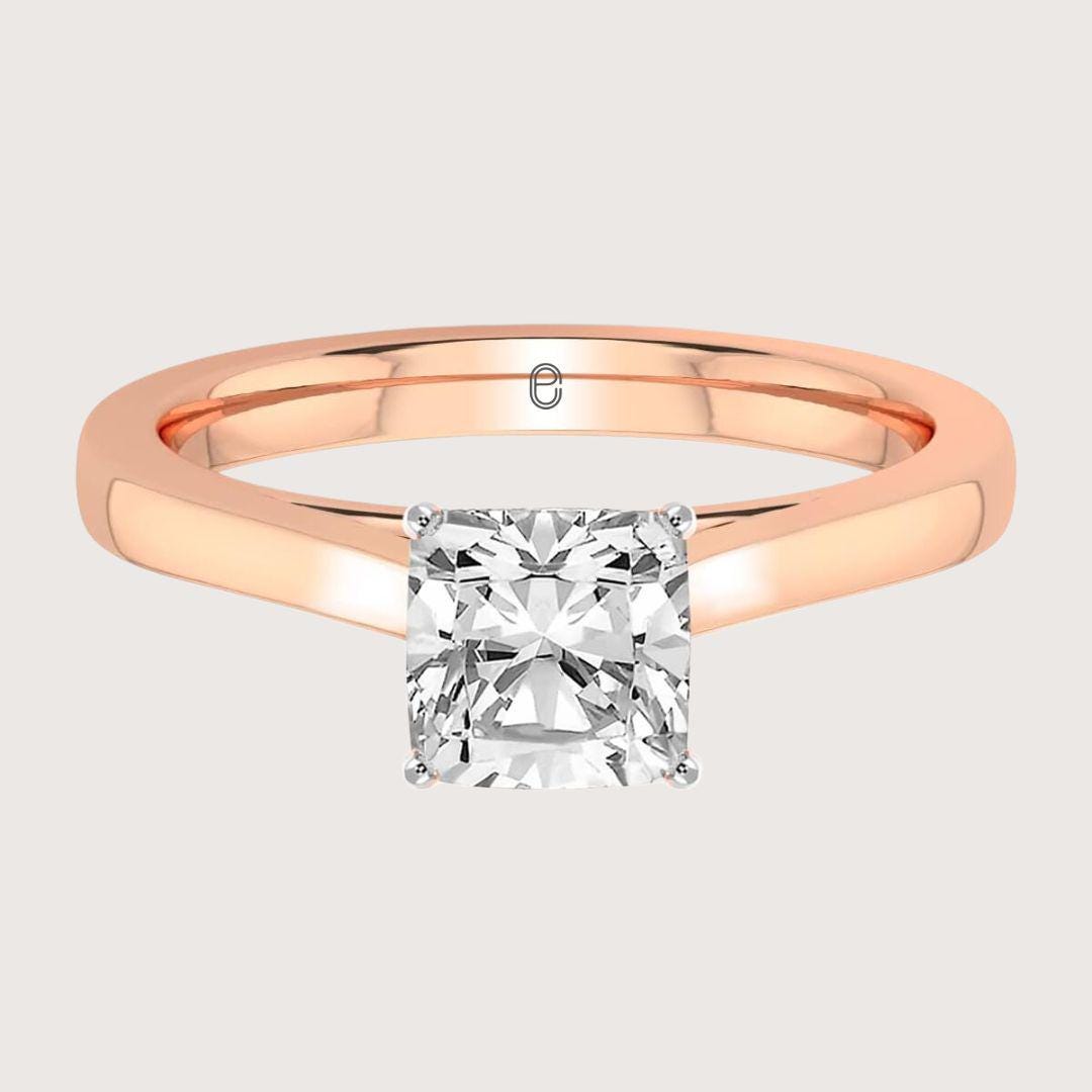14K Gold Cushion Lab Grown Diamond Solitaire Ring