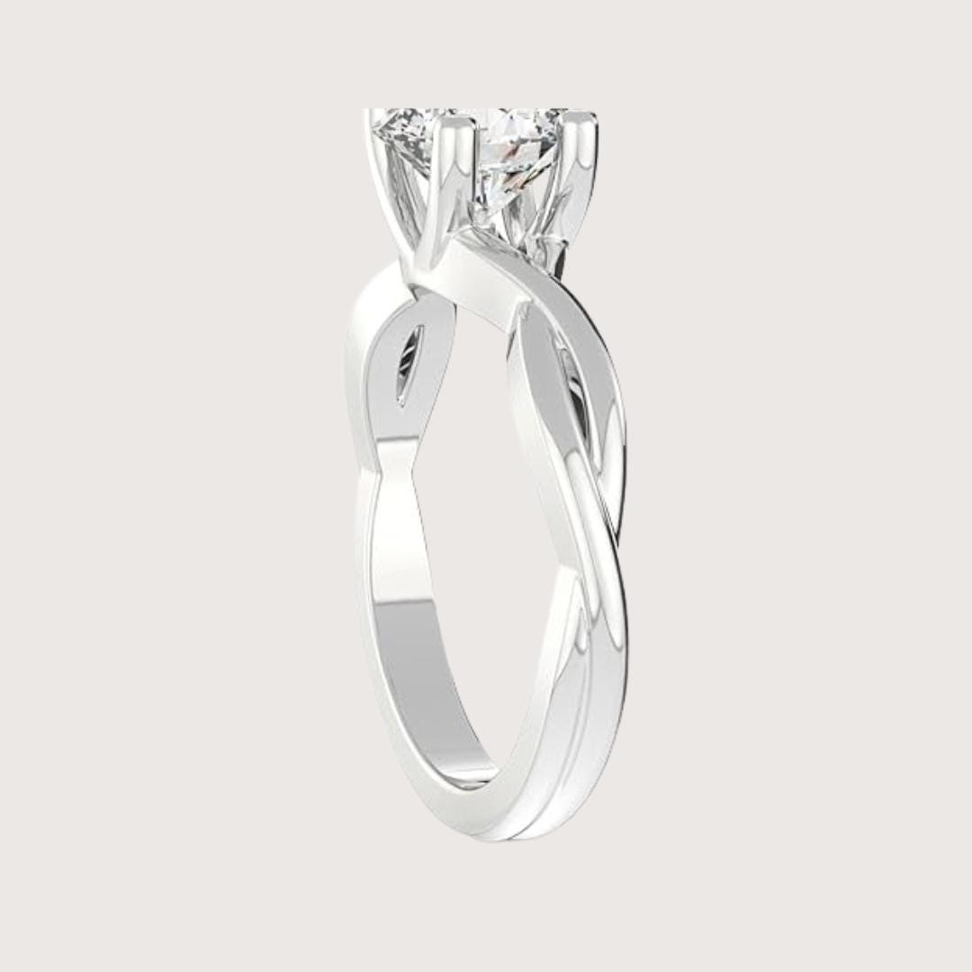14K Gold 3Carat Pear shape lab grown diamond Twisted engagement ring