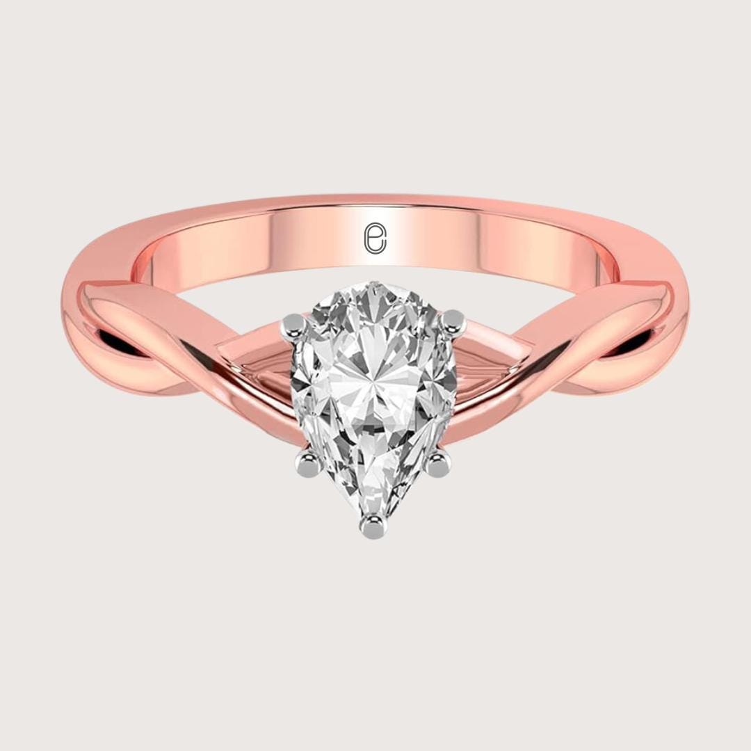 14K Gold 3Carat Pear shape lab grown diamond Twisted engagement ring