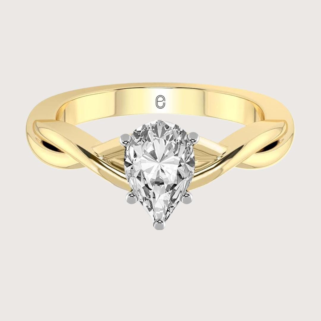 14K Gold 3Carat Pear shape lab grown diamond Twisted engagement ring