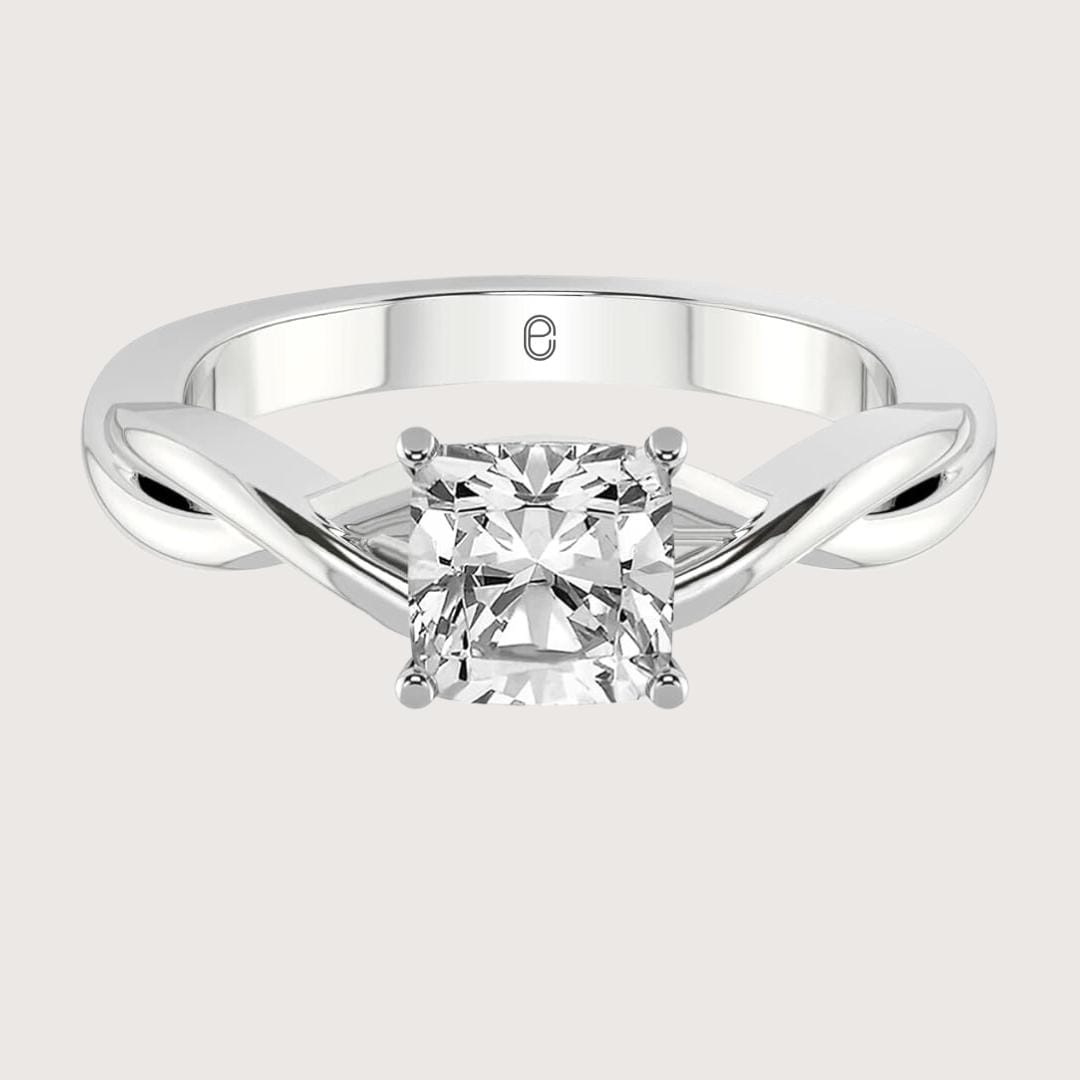 14K Gold 2 Carat Cushion Cut Lab Grown Diamond Solitaire Engagement Ring
