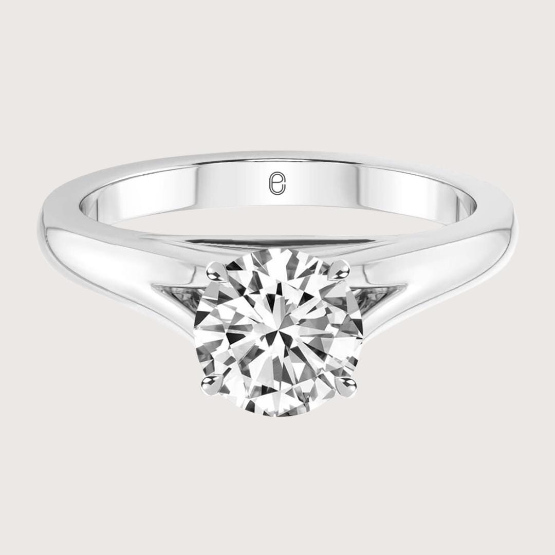 Round Brilliant Lab Grown Diamond Solitaire Engagement Ring 4 Prong Solitaire Ring 14k Yellow Gold Lab Grown Round Cut Promise Ring
