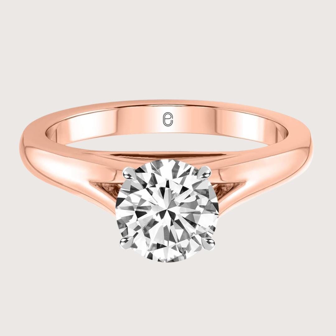 14K Yellow Gold Lab Grown Round Cut Promise Engagement Ring