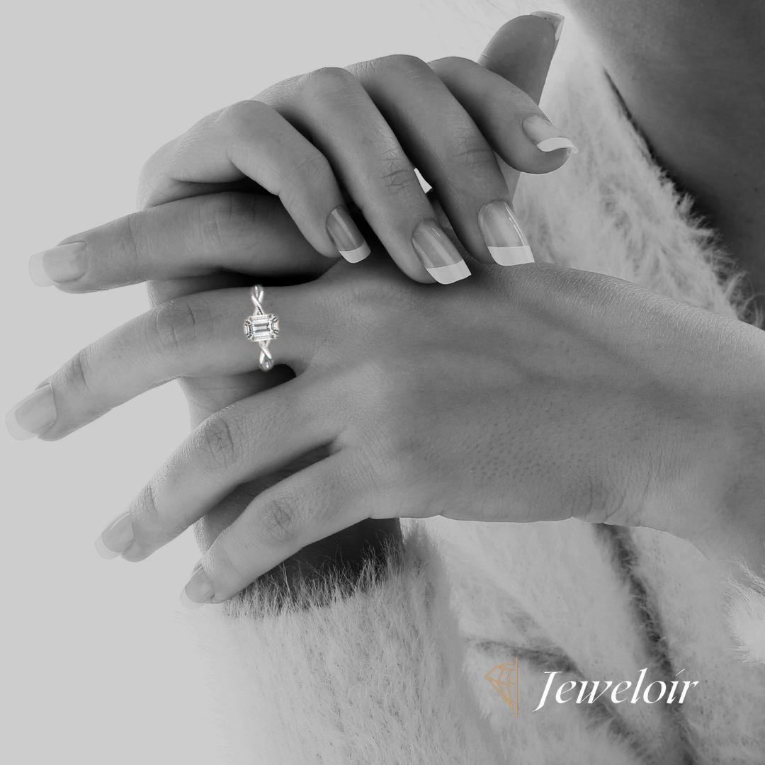 14K Gold Lab Diamond Emerald Cut Lab Diamond Ring