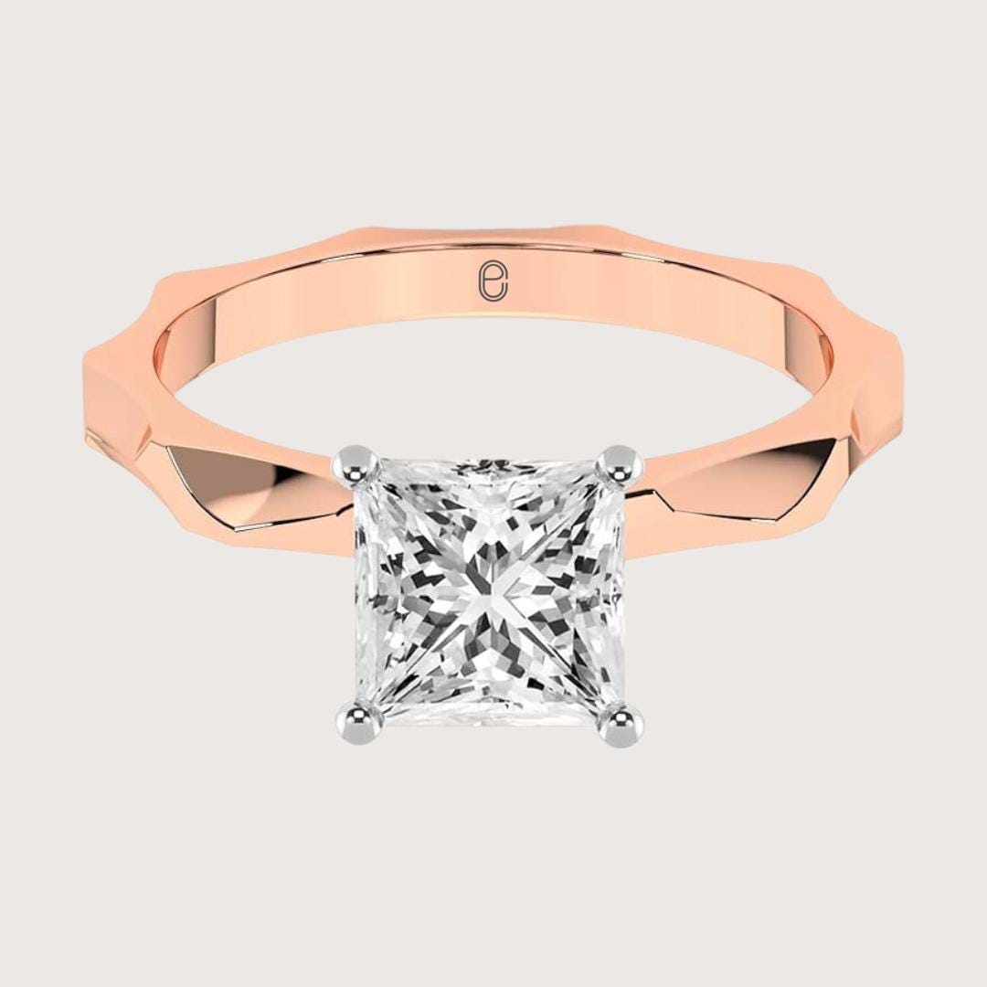 14K Gold Princess Cut Lab Grown Diamond Solitaire Engagement Ring