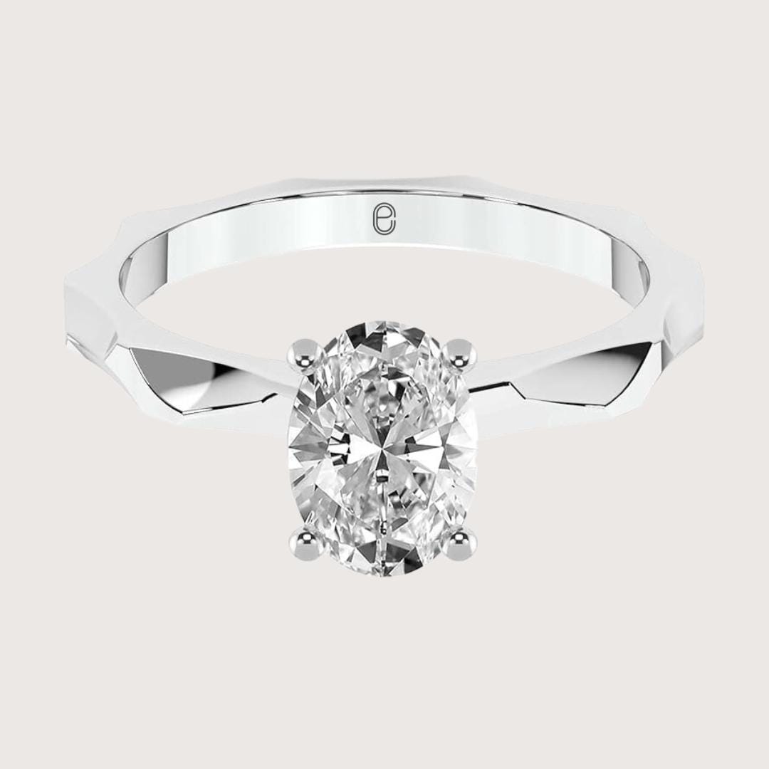 14K Gold 3 Carat IGI Certified Oval Cut Solitaire Engagement Ring